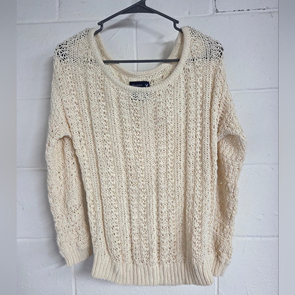 American Eagle Cozy Cream Knit Sweater